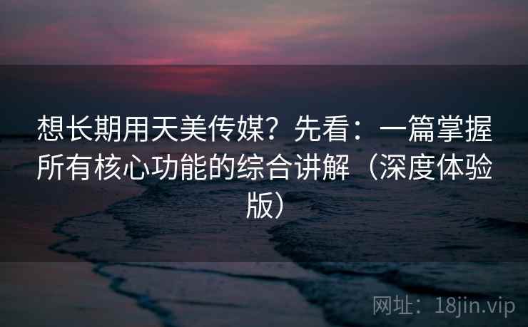 想长期用天美传媒？先看：一篇掌握所有核心功能的综合讲解（深度体验版）