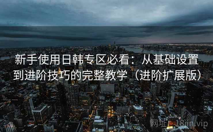 新手使用日韩专区必看:从基础设置到进阶技巧的完整教学(进阶扩展版)
