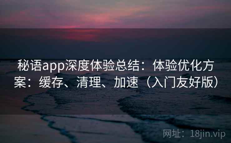 秘语app深度体验总结：体验优化方案：缓存、清理、加速（入门友好版）