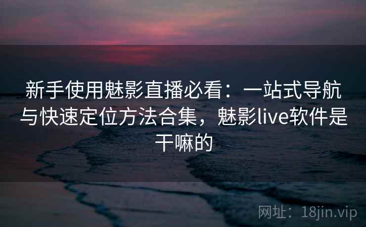 新手使用魅影直播必看：一站式导航与快速定位方法合集，魅影live软件是干嘛的