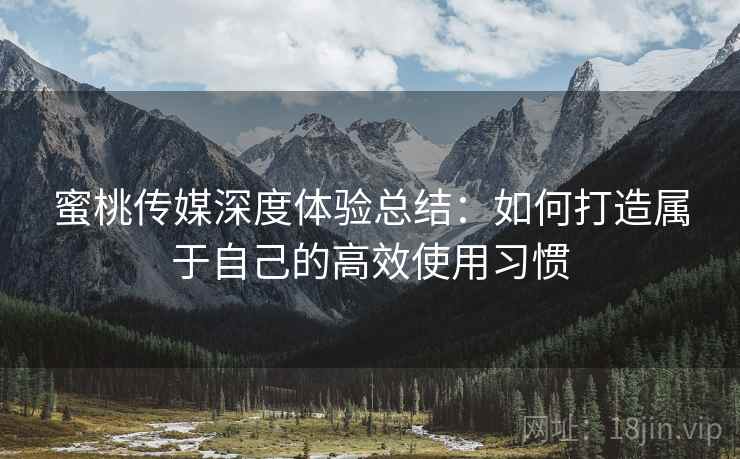 蜜桃传媒深度体验总结：如何打造属于自己的高效使用习惯