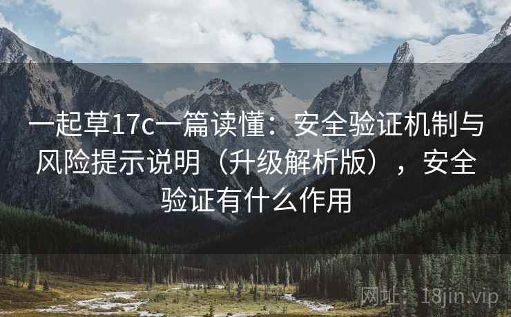 一起草17c一篇读懂：安全验证机制与风险提示说明（升级解析版），安全验证有什么作用  第2张