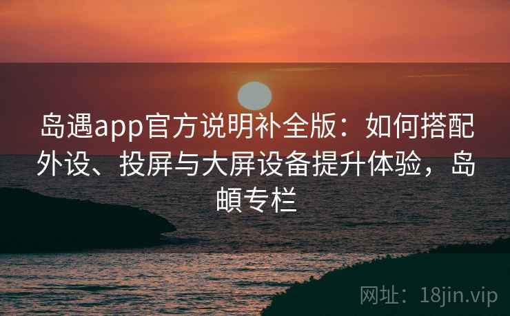 岛遇app官方说明补全版：如何搭配外设、投屏与大屏设备提升体验，岛頔专栏